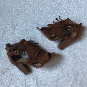 Brown Tassel Heel Booties